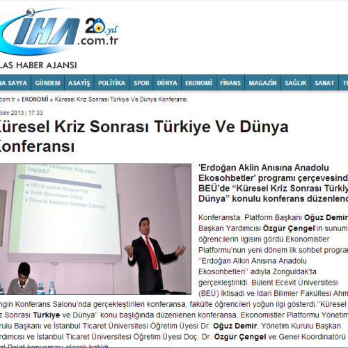 İHA – Küresel Kriz Sonrası Türkiye Ve Dünya Konferansı